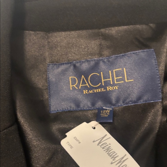 Rachel Roy Black Derby Blazer w/white & blue stripe SZ 18W lined work wear NWT - Picture 5 of 16